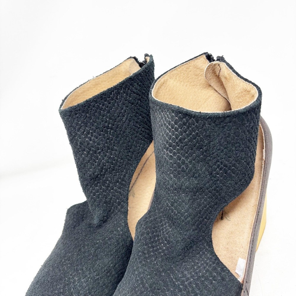 Free People Suede Leather Wood Platform Clog Block Heel Booties Size 40/9.5 - Picture 3 of 9